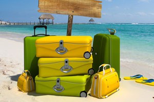 旅行箱中的女大学生